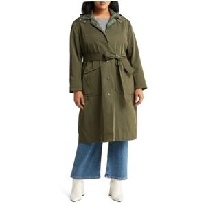 Olive Green Women's Trench Rain Coat